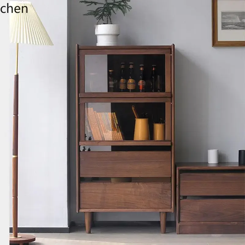 dining side cabinet living room black walnut solid wood TV sofa storage kitchen storage cupboard