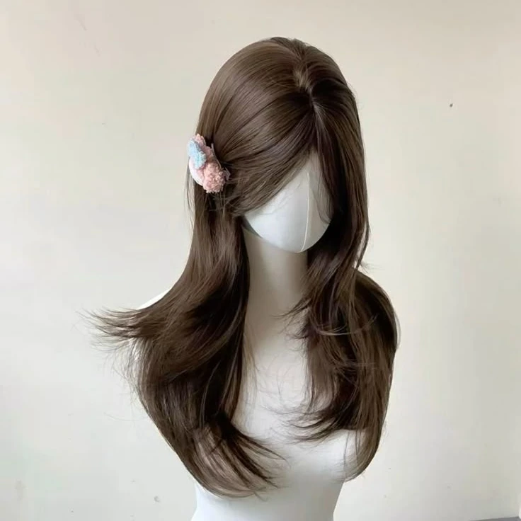 Ashley Dunkellila Perücke, weiblich, 55,9 cm langes Haar, Vorhang, Pony, geschichtet, Natur, glattes Haar, Cosplay, synthetische Perücken, Lolita Perruque – Detail 10
