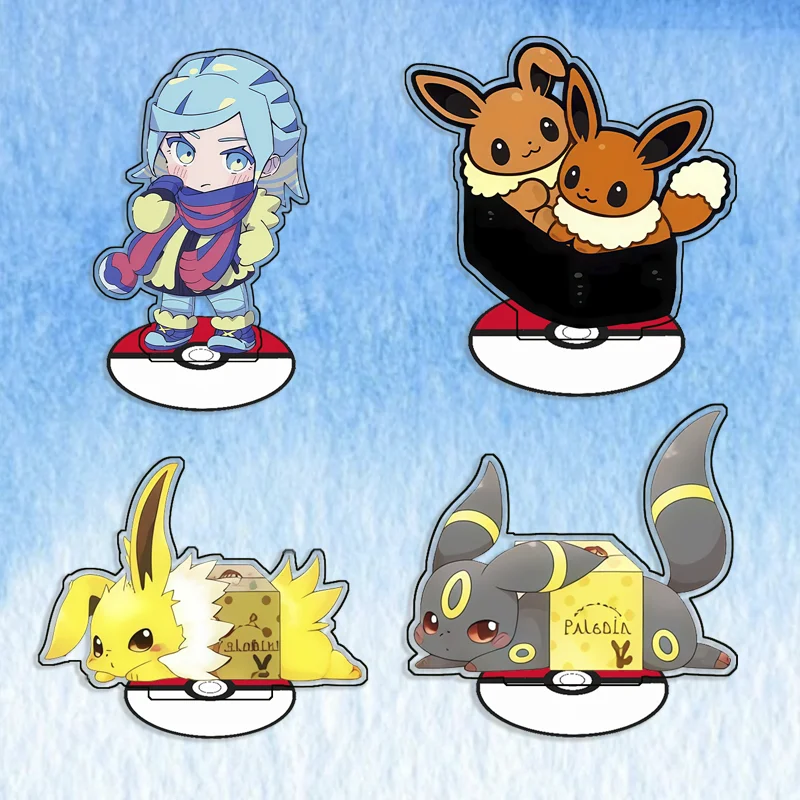Figurines en acrylique recyclé pour Pokémon Umbreon Grusha Eevee Jolteon, décoration de bureau, créativité décorative, cadeau mignon, 15 cm