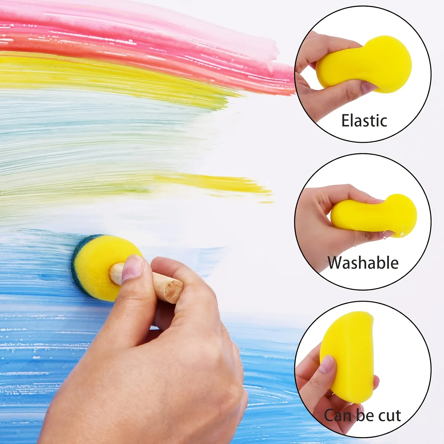 28 Pieces Round Sponge Brush, Artist Painting Foam Sponge for Watercolor, Crafts, Face Painting