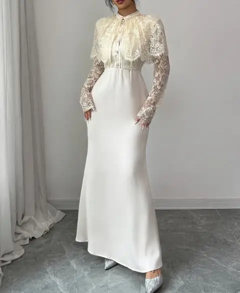 Robe de soirée élégante pour femmes, nouvelle mode automne/hiver 2021, robes de soirée élégantes pour femmes, sac d'épissure en dentelle, jupe de hanche, vêtements pour femmes