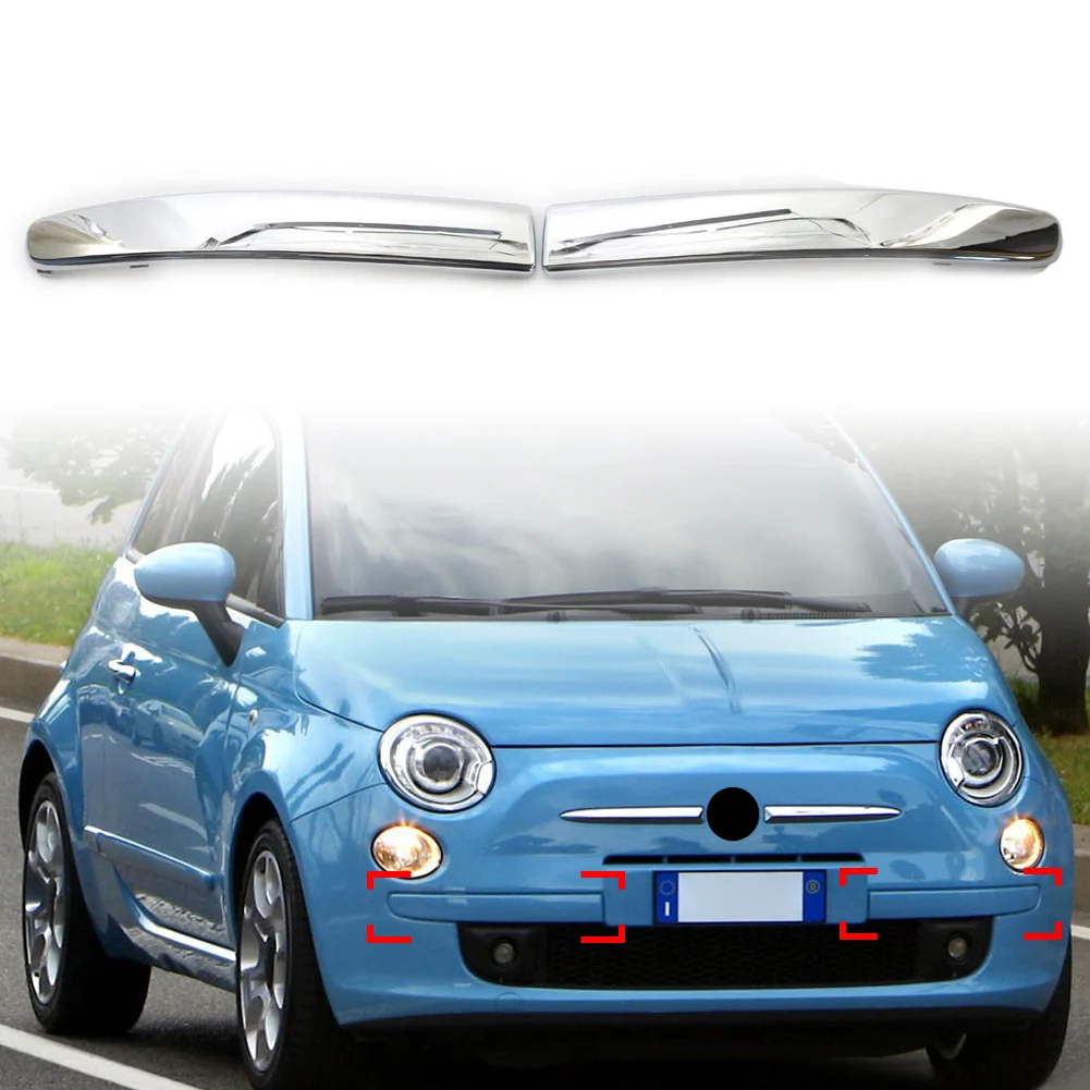 Chrome Car Front Left Side Bumper Moulding Decorative Trim For FIAT 500 2007 2008 2009 2010 2011 2012 2013 2014 2015 ABS Plastic