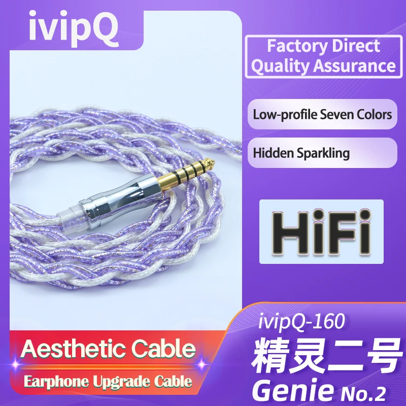 Cabo de fone de ouvido HiFi blindado anti-interferência ivipQ 2.5/3.5mm/4.4mm MMCX/2PIN 0.78/IE900/IE80/80S Fio balanceado para TANZU SE535