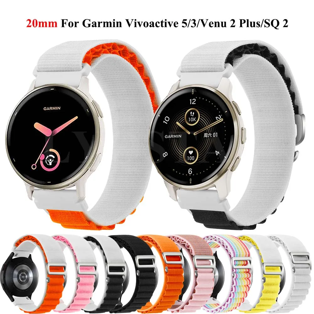 20mm Watch Strap For Garmin Vivoactive 5/3 Venu SQ2/2 Plus Nylon Watchband GarminMove Sport/Trend/Forerunner 55 165 645 Bracelet