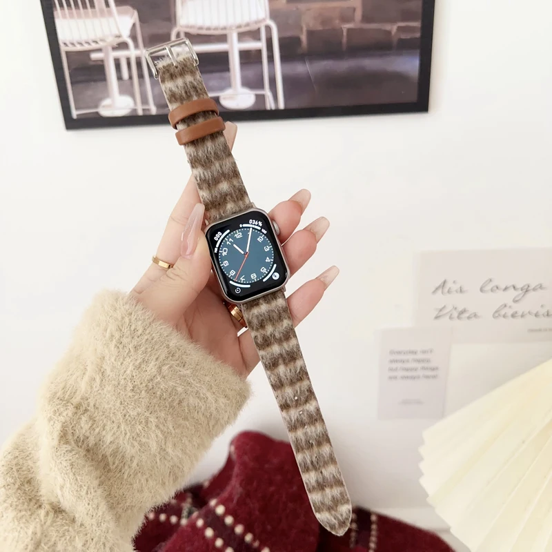 S10 Plush Style Strap For Apple Watch Band38/40/41/42/44/45/46/49MMSports Watch Accessories Bracelet IwatchS9Ultra2Connector8SE7