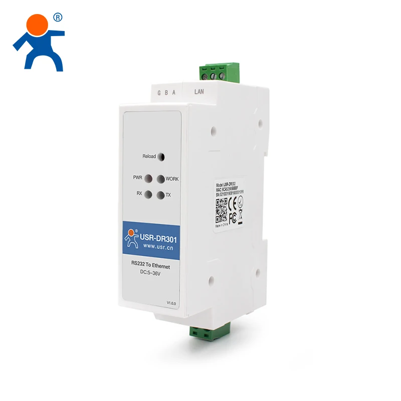 USR-DR301 เกตเวย์ Din Rail Modbus แปลงสัญญาณ Serial RS232 เป็น Ethernet สำหรับเชื่อมต่ออุปกรณ์