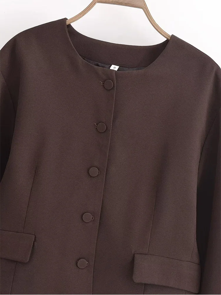 ملابس نسائية للتجارة الخارجية على الطراز الأوروبي والأمريكي موضة جديدة لعام 2024 سترة بدلة نسخة بالون مناسبة تمامًا