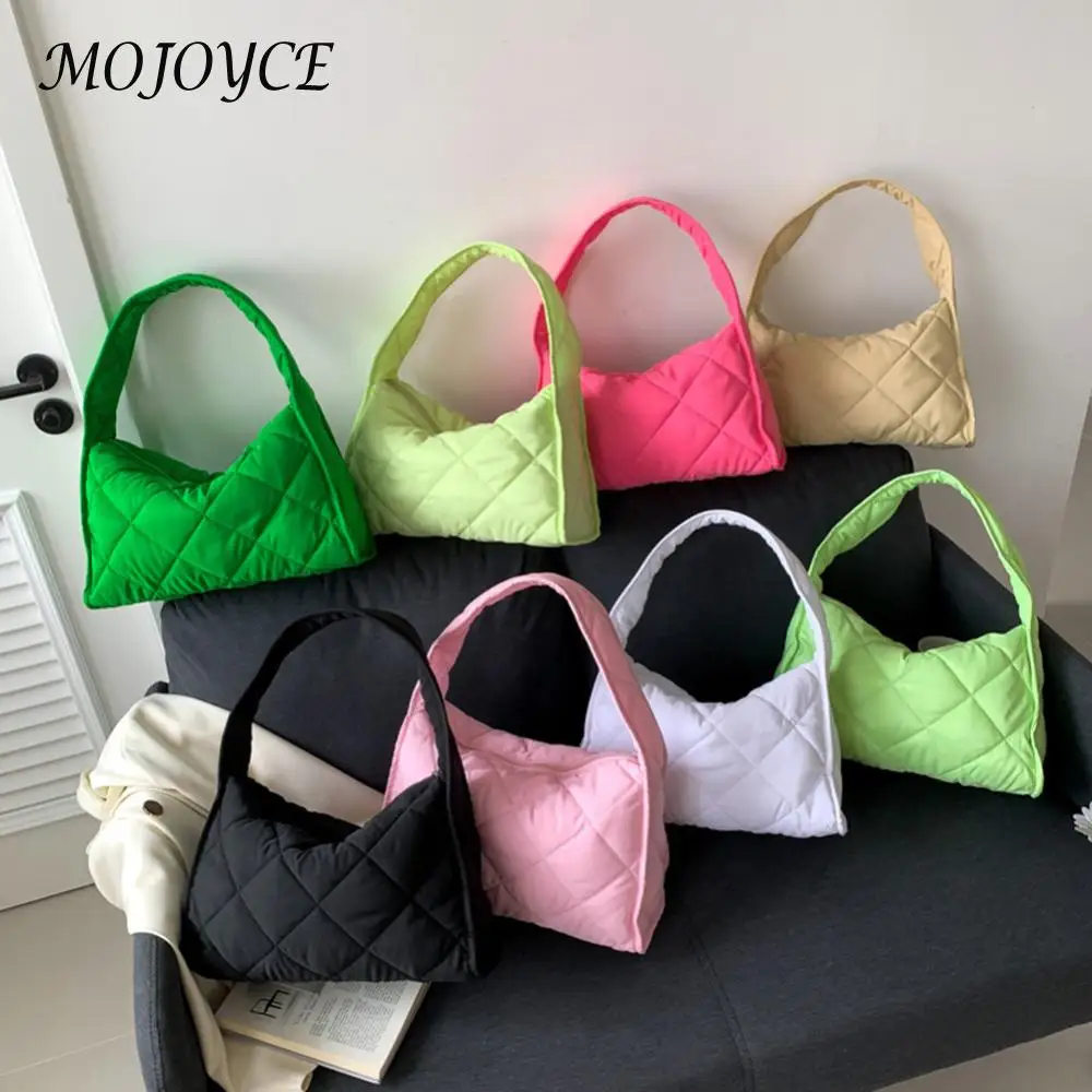 Women Down Hobo Bag Zipper Padding Underarm Bag Large Capacity Fashion Lightweight Everyday Tote Bag