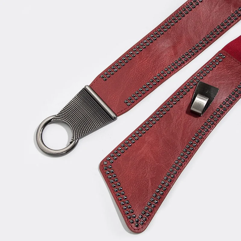 Cincher elastico in vita larga con rivetti casual alla moda da donna