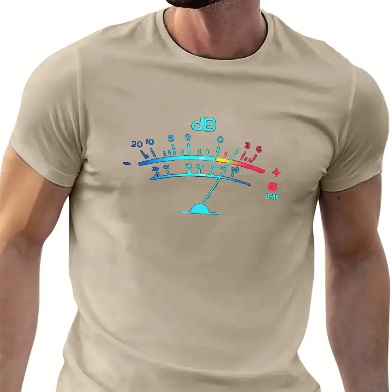 الرجال زائد حجم خمر VU متر الجرافيك تي شيرت أسود عارضة الصيف قصيرة الأكمام المحملة مع الصوت الملونة طباعة الرجال الملابس