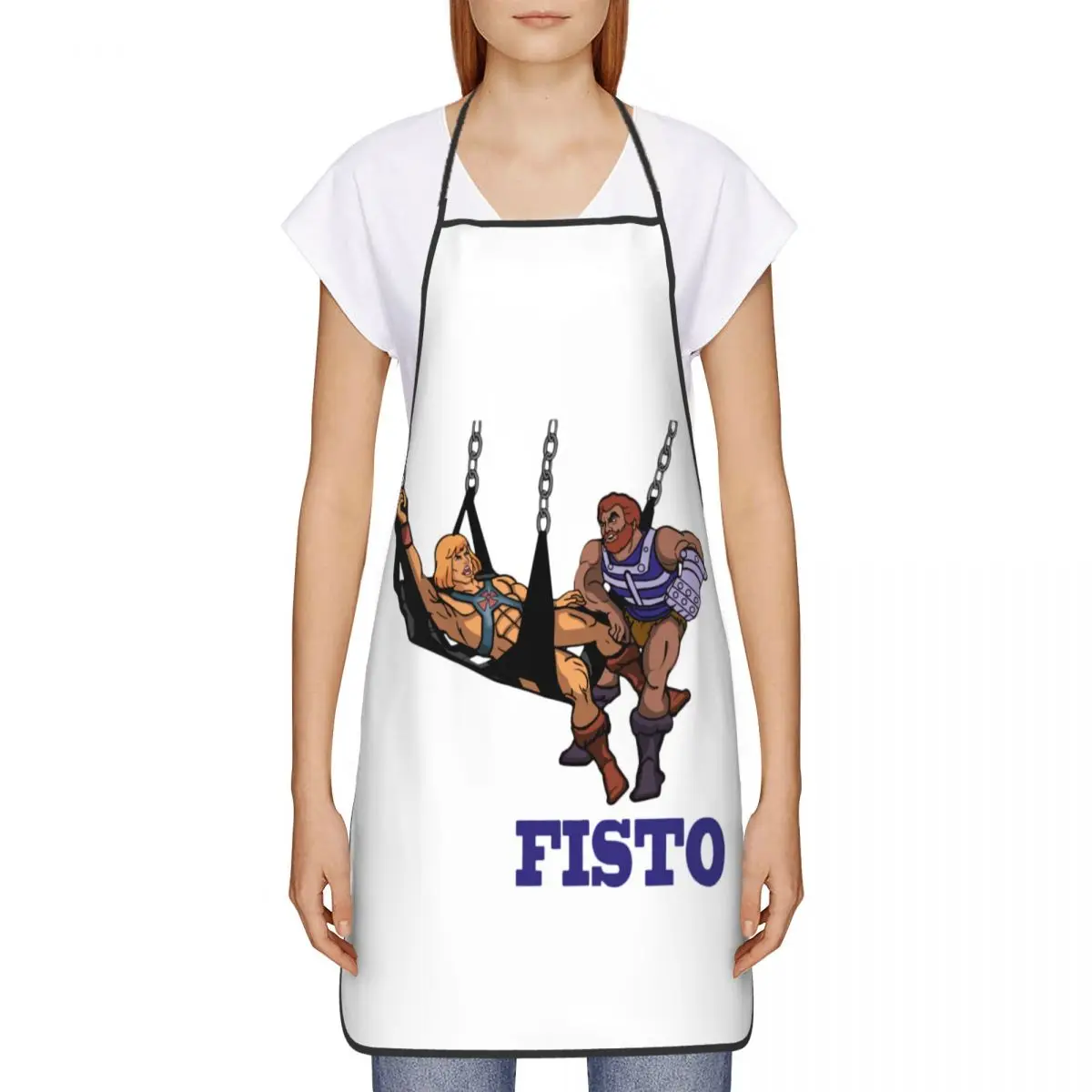 Funny Fisto He-Man Masters Of The Universe Bib Aprons Women Men Kitchen Chef Skeletor 80s She-Ra Beast Eternia Tablier Cuisine