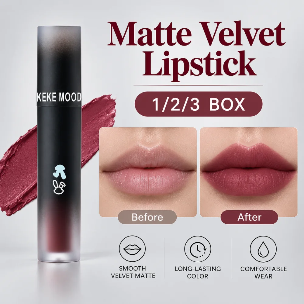 Matte Velvet Lipstick 1pc Intense Color Payoff Long Lasting Transfer Proof Smooth Soft Focus Compact Travel Lip Cosmetic