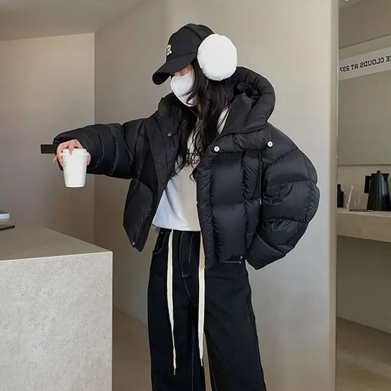 

Short Down Cotton Jacket for Women Winter 2025 New Korean Version High Waisted Thick Bread Jacket Parkas Female Clothing
