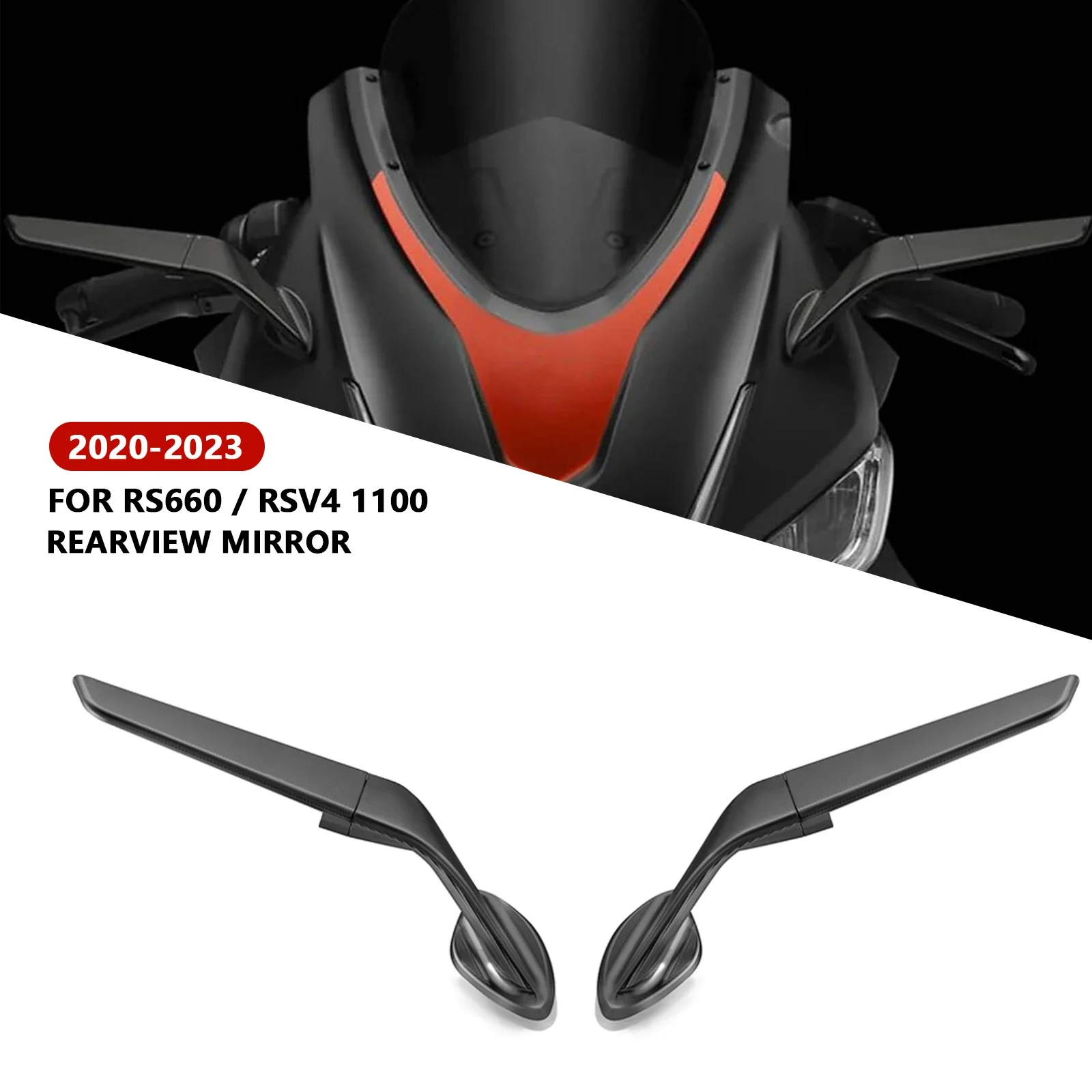 

For RS 660 RSV4 1100 2020-2023 Motorcycle Adjustable Stealth Mirrors RS660 rsv41100 Rearview Mirror Stealth Sport Winglet Mirror