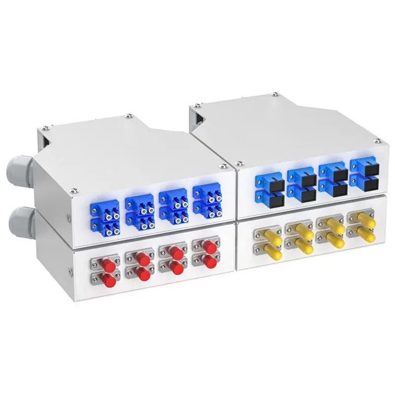 3CGRO-Fiber Distribution Box 8 Port For 8 Core SC ST FC LC Duplex Adapter 2 Cable Entry Points DIN Rail Mount FC