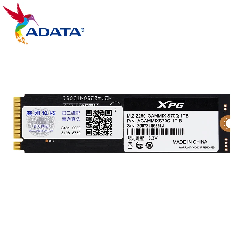 ADATA XPG GAMMIX S70Q 1TB 2TB PCIe Gen 4x4 M.2 SSD TLC Internal Solid State penyimpanan Disk untuk PS5/Laptop/Desktop