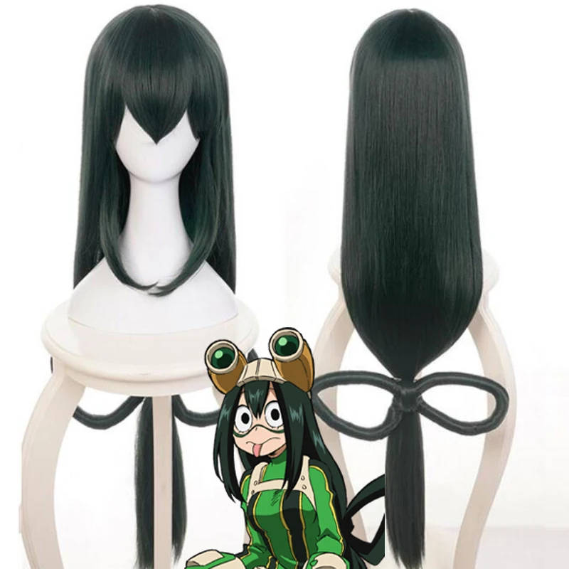 Anime My Hero Academia Asui Tsuyu Cosplay Wig Adult Women Long Dark Blue Synthetic Hair Wigs Halloween Accessories Props