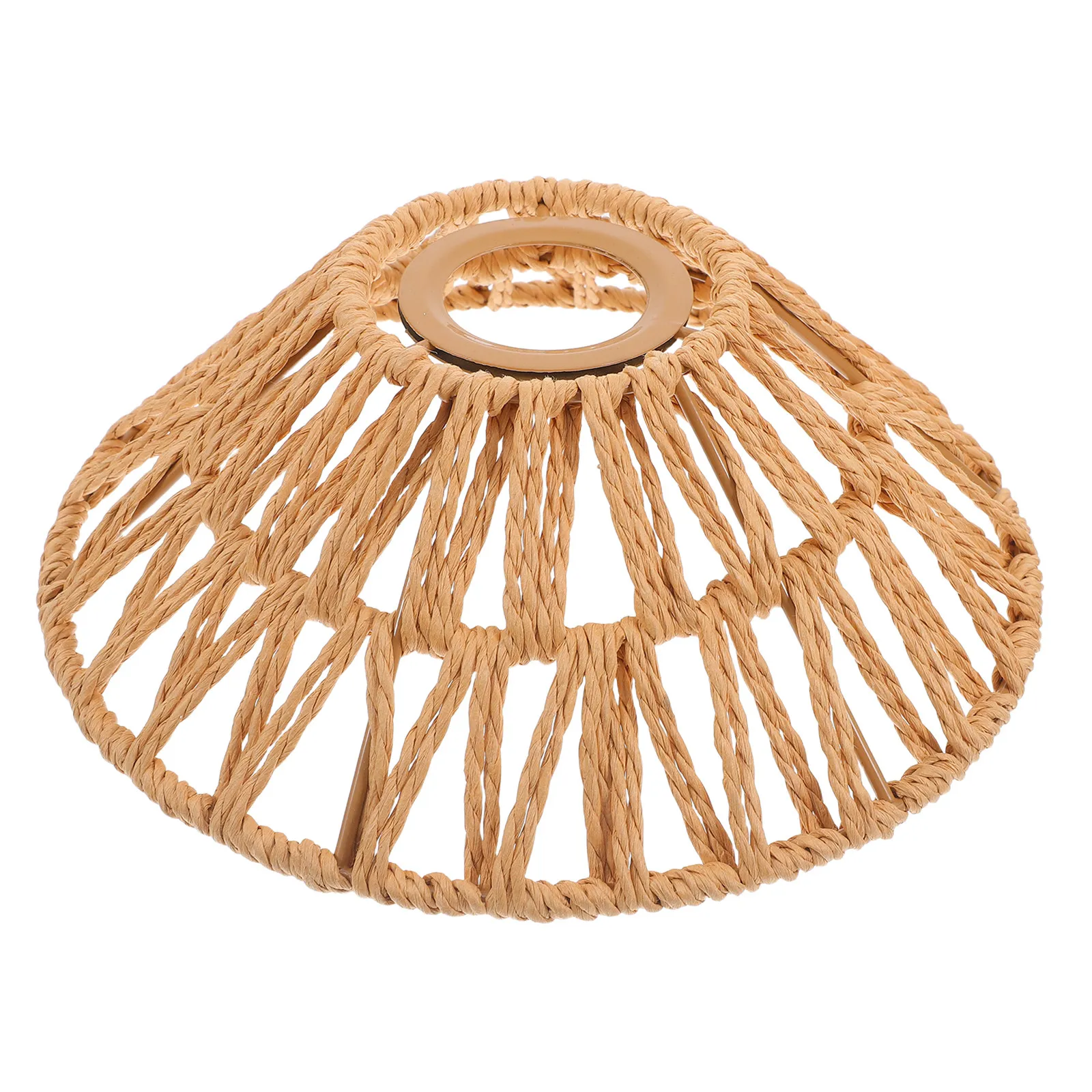 

Umbrella Shaped Woven Rope Lamp Shade Rustic Iron Ceiling Light Cover for Farmhouse Modern Vintage Interior Decor Lighting