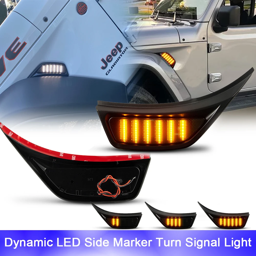 

For Jeep Wrangler JL JLU Sport Rubicon Sahara Gladiator JT Truck LED Front Fender Side Marker Repeat Turn Signal Light