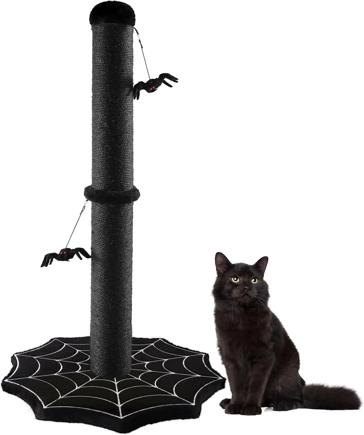 

Gothic Cat Scratching Post with Spider Dangling Toys for Indoor Large Cats, Halloween Spooky Cat Scratcher,Activity Cat