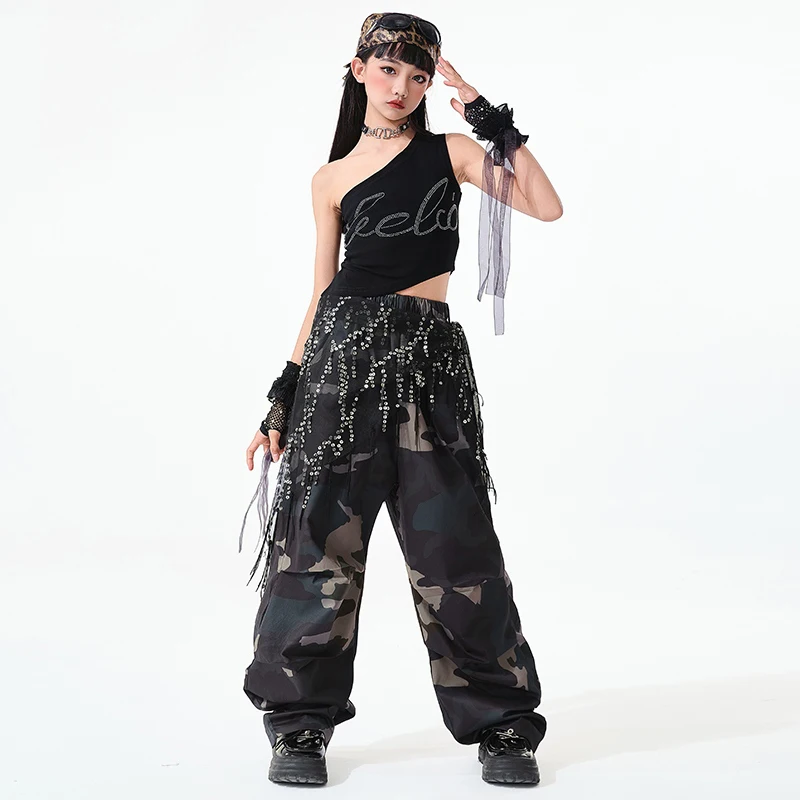 여름 볼룸 댄스 슈트 그룹 재즈 댄스 의류 키즈 힙합 댄스 의상 스트리트웨어 무대 Kpop Rave Outfits SL13257