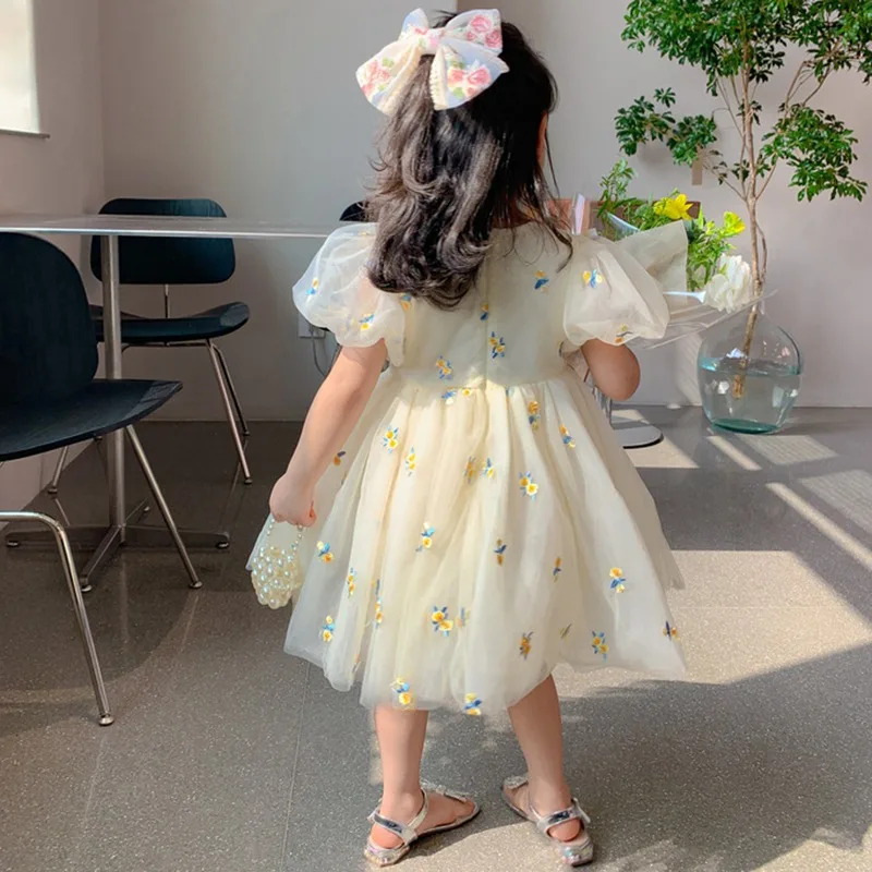 Children Girls Summer Dress for Kids Floral Princess Birthday Party Gown Mesh Tutu Wedding Children Dresses