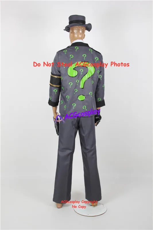 Arkham City Riddler Cosplay Costume include hat and gloves dark grey version acgcosplay costume