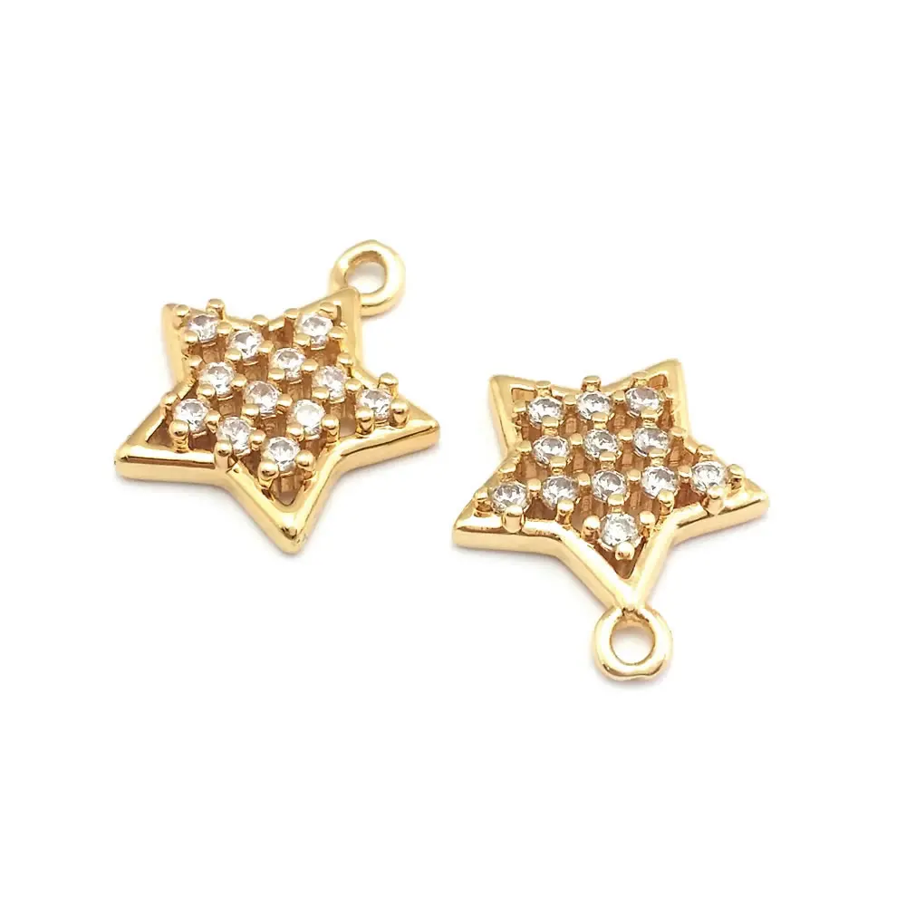 18K Gold Color Brass Zircon Star Charms Pendants High Quality Necklace Earrings Diy Jewelry Accessories Rosediy official-website