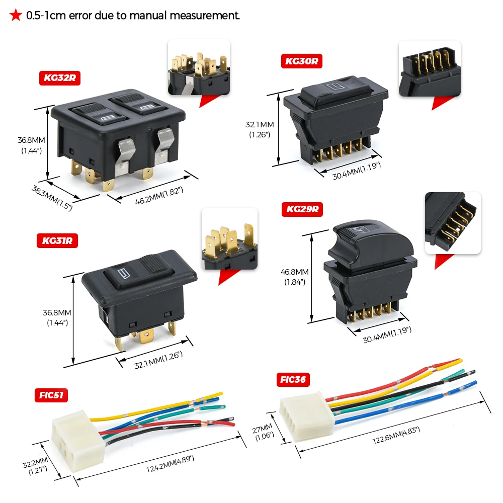 Interruptor universal de janela elétrica para carro, controlador de elevador, controle de 5 pinos, dc 12v 20a, acessórios de interruptor regulador