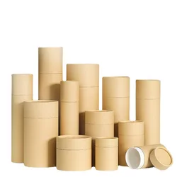 Kraft Paper Tube Eco Friendly Tea Sealing Storage Snack Candy Box Round Packaging Boxes