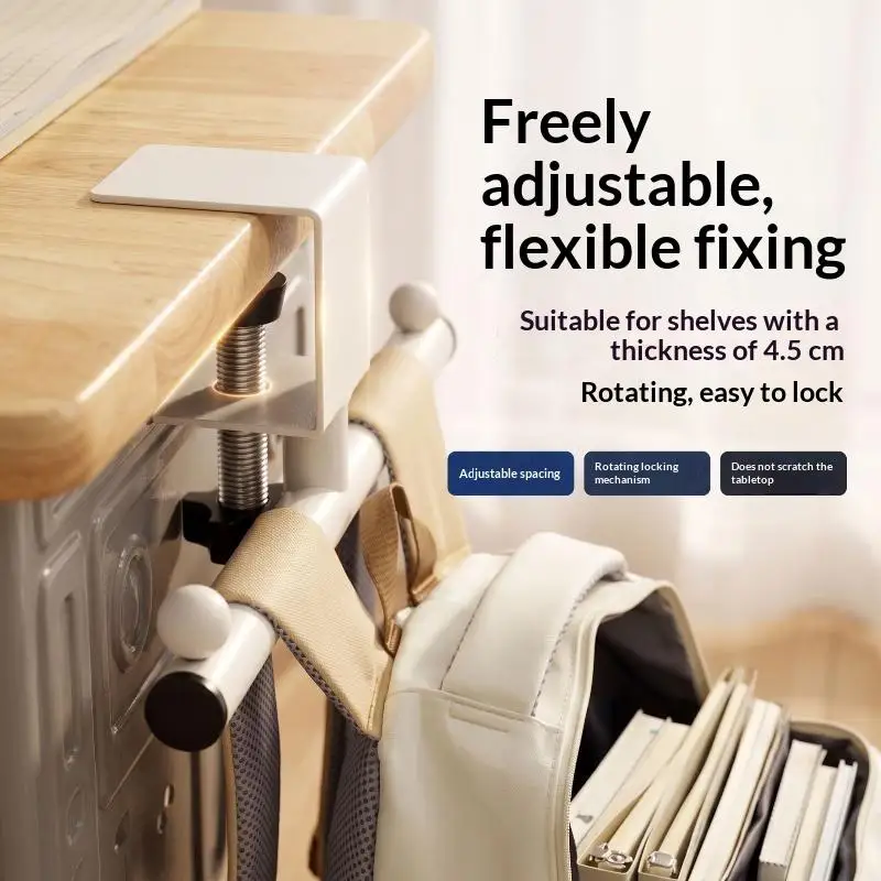 Desk-side Schoolbag Hook—made Of Thickened Carbon Steel With A 10kg Load Capacity; Suitable For Schools, Offices, And Homes.