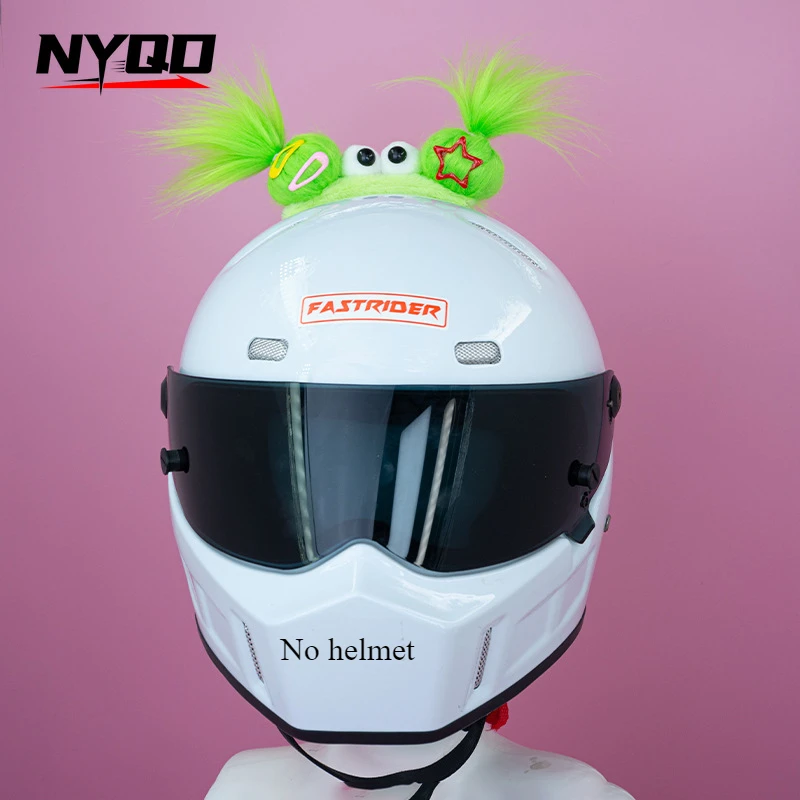Cute Funny Helmet Decoration Braids Wigs Motorcycle Cycling Ski Helmet Funny Decor Accessories Sticker Double Horsetail Cat Ears