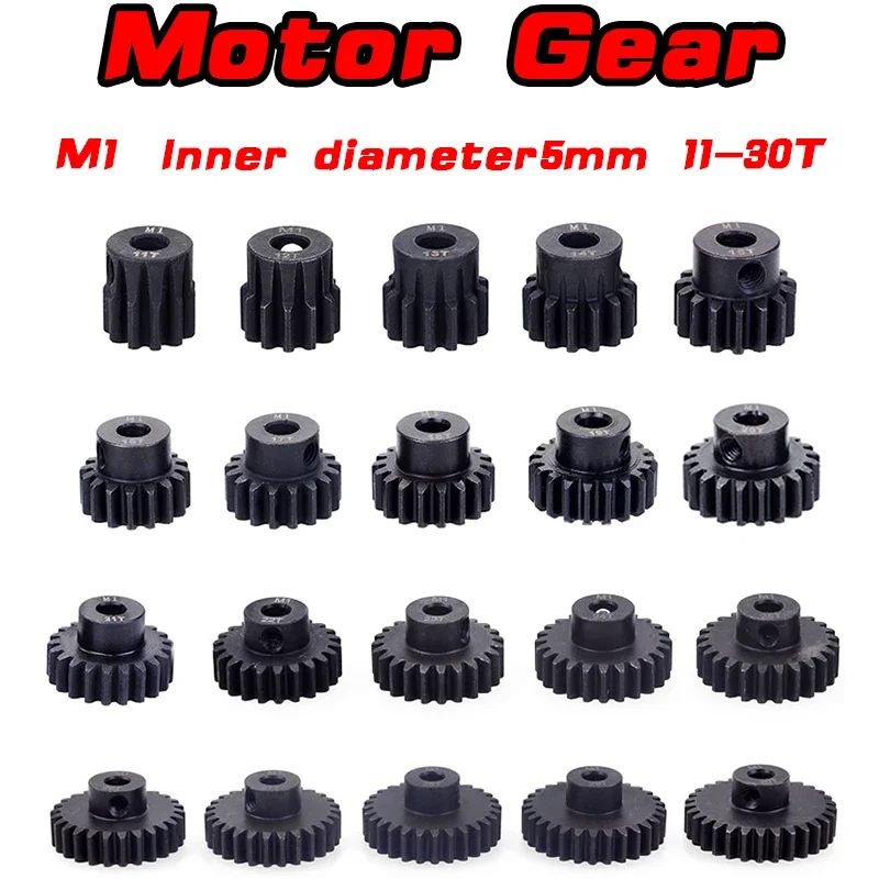 M1 5mm Motor Gear 11T 13T 15T 17T 18T 20T 21T 22T 24T 25T 26T 27T 30T Black Steel Metal Pinion Motor Gear For RC Model Car Motor