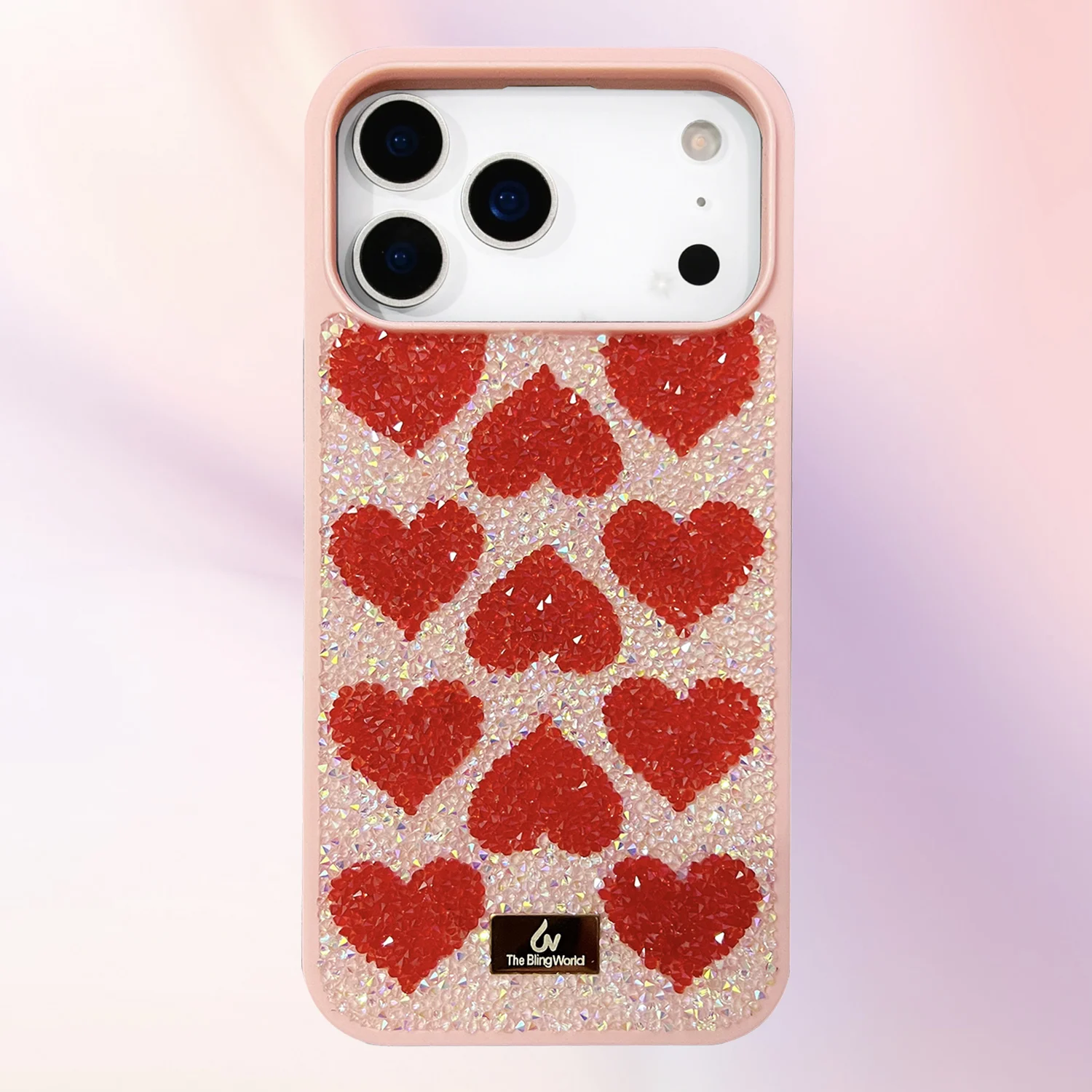 

Luxury Rhinestone Phone Case For Iphone 17 Pro Max 17 Air 17 Pro 17 Cute Girl Bling Crystal Love Heart TPU+PC Shockproof Cover