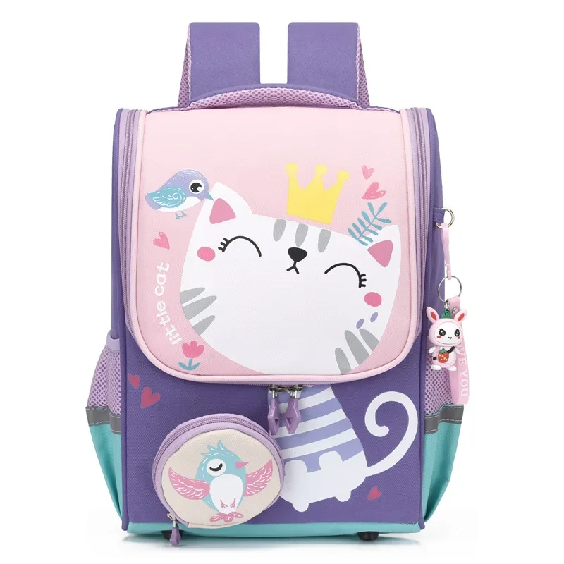Женские рюкзаки для начальной школы с мультяшным рисунком для девочек, школьная сумка с милым котом, Детский рюкзак с динозавром для мальчиков