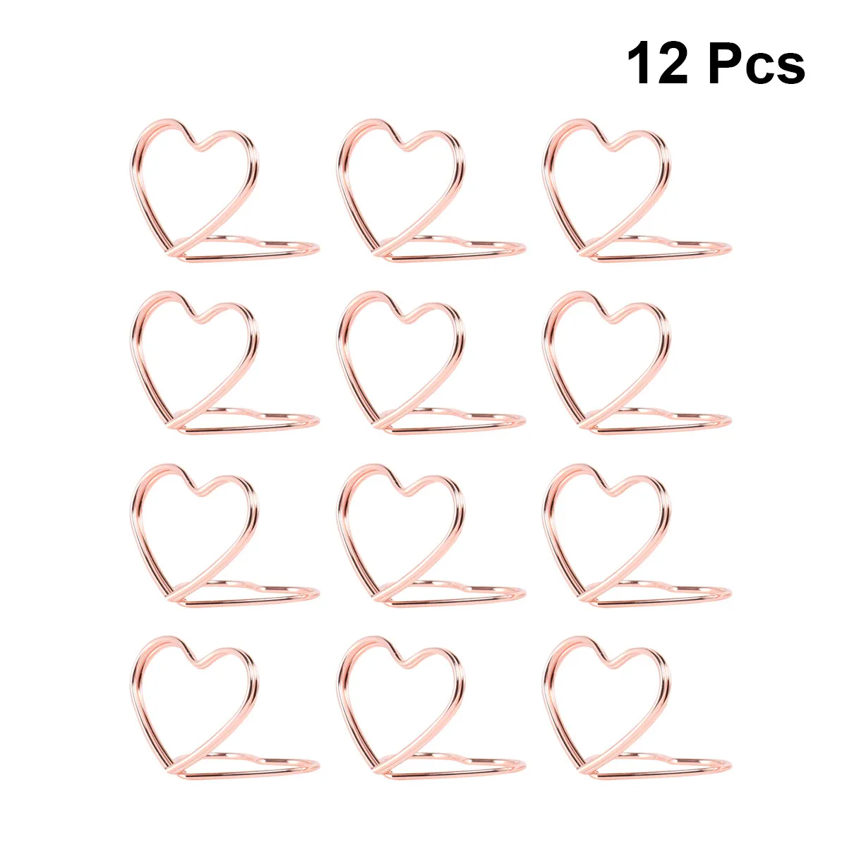 12Pcs Rose Gold Heart Shape Memo Photo Holder Note Clips Table Placecard Stand Wedding Banquet Party Decorations