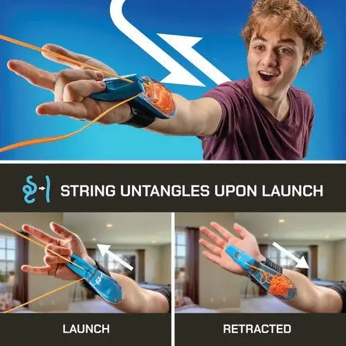 Glowing Spider Web Shooter Anti-Gravity Levitating String Launcher Auto-Retractable Creative Toy Spider Launcher