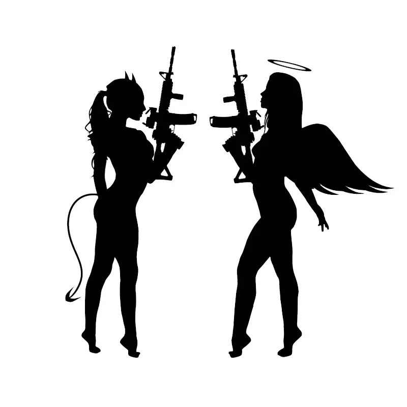 Car Stickers Sexy Angel Face Devil Girl Vinyl Decals Car Bumper Rear Window Body Decoration Decal Waterproof,18cm*16cm