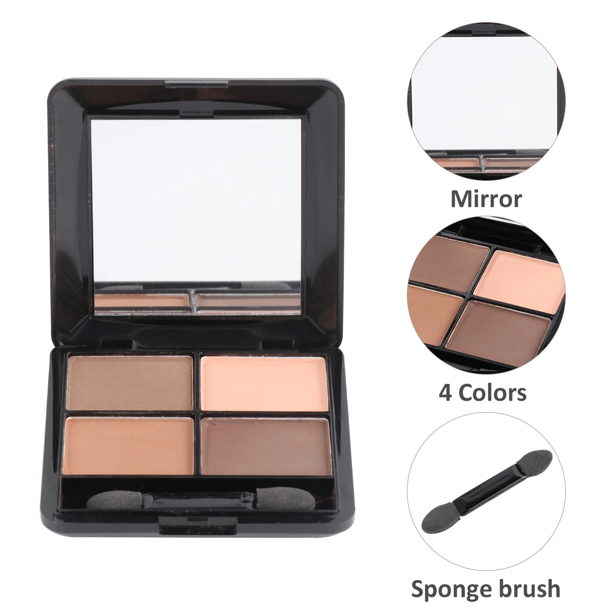 

4 Colors Eye Shadow Box 7x7x1cm with Mirror Professional Salon Home Makeup Pearlescent Finish for Casual and Party Occasions