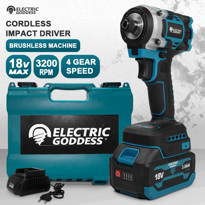 

EGOD 500W Brushless Impact Driver 4 Speed Variable Mode Cordless Driver Screwdriver Renovation Power Tool for Makita 18V Battery