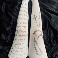 Y2K Harajuku White Punk Letter Print Long Socks Women Cosplay Cute Stockings Chic Streetwear 2000s Emo Girl Y2k Style Pantyhose