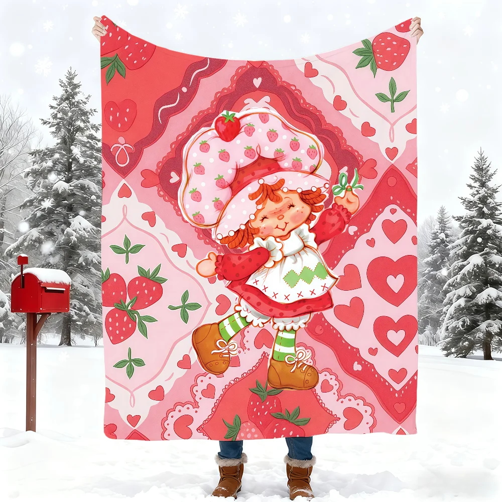 Cartoon S-Strawberry S-Shortcake Blanket Blanket for Home Bedroom Bed Sofa Picnic Travel Office Cover Blanket Kids