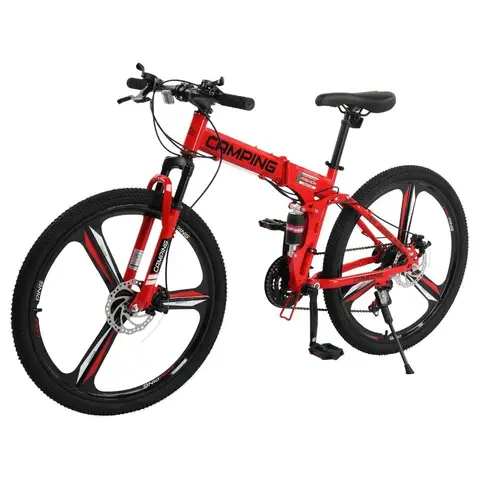 Folding Mountain Bike Full Suspension 21 Speed Men Women Bike MTB 26" Bicycle