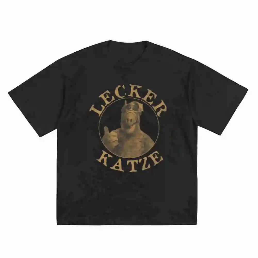 Alf Lecker Katze Short Sleeve Tee 100% Cotton T-Shirt
