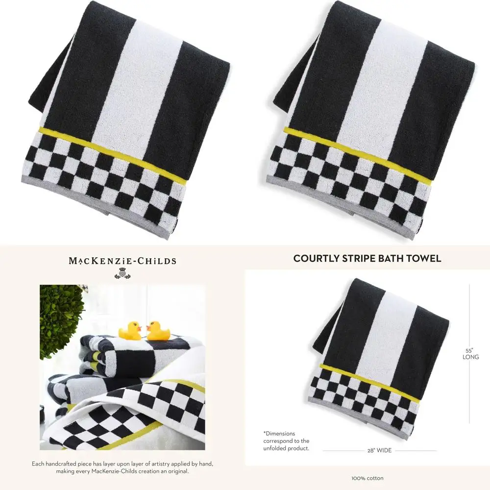 

Elegant Black & White Striped Bath Towel, Stylish Bathroom Decor Towel