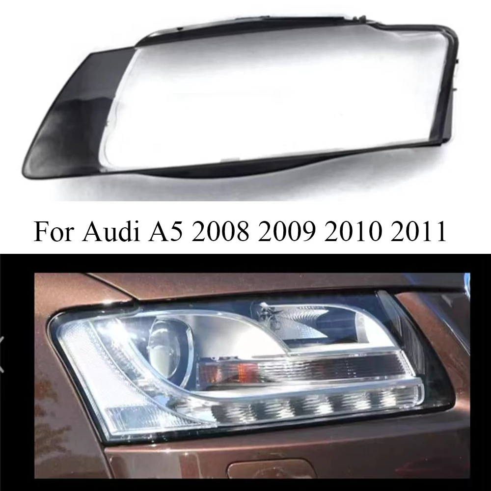 For Audi A5 2008 2009 2010 2011 Headlamp Cover Transparent Lamp Shade Headlight Shell Lens Plexiglass Replace Original Lampshade