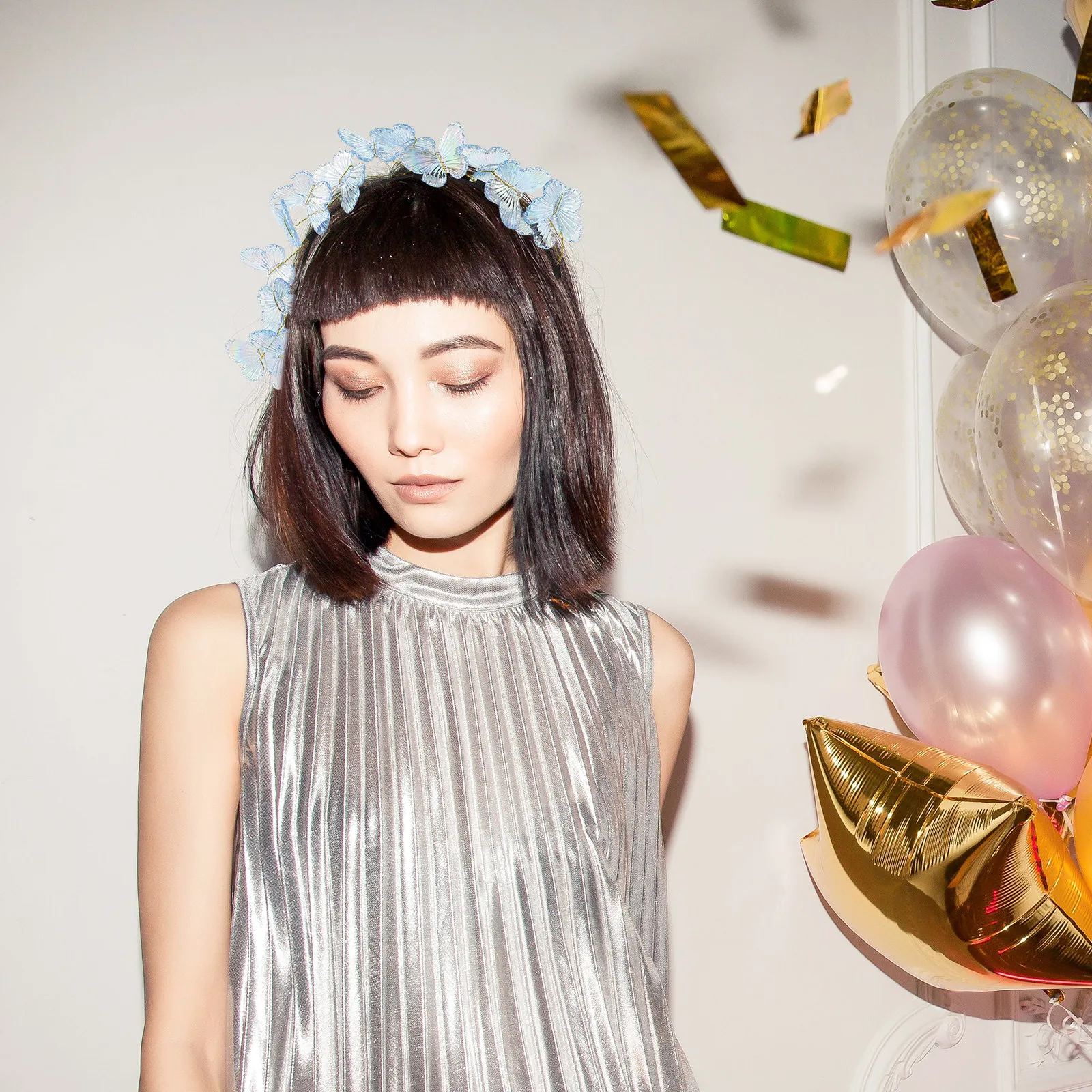 

Цветная повязка на голову с бабочками для женщин, легкая, милая, декоративная, для свадьбы и вечеринок, аксессуар для волос