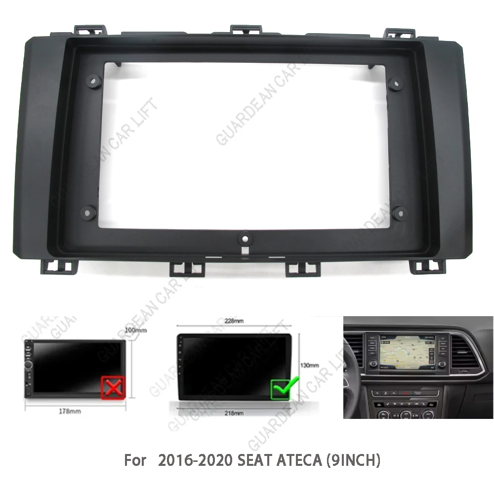 9Inch Car Radio Fascias For 2016-2020 SEAT ATECA Android Stereo  Frame Player 2 Din Head Unit Panel Dash Trim With cable canbus