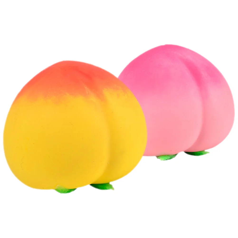 2 Pcs Party Relaxing Playthings Stress Ball Peaches Office Reduce Toys Fidget Bulk Tiny Decompression Favors Mini