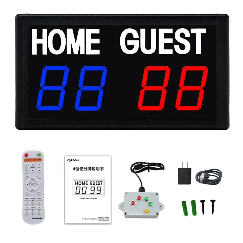 1.8-inch 22cm Basketball Scoreboard with Wired Button Wall Mounted Ball Game Scoreboard